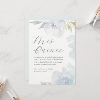 Mis Quince Floral Birthday Quinceañera Laid Paper Einladung