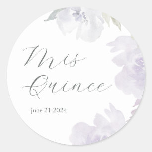Mis Quince Lila Floral 15. Geburtstag Quinceañera Runder Aufkleber