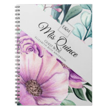 Mis QUINCE Lila Floral Quinceanera GUESTBOOK NEU