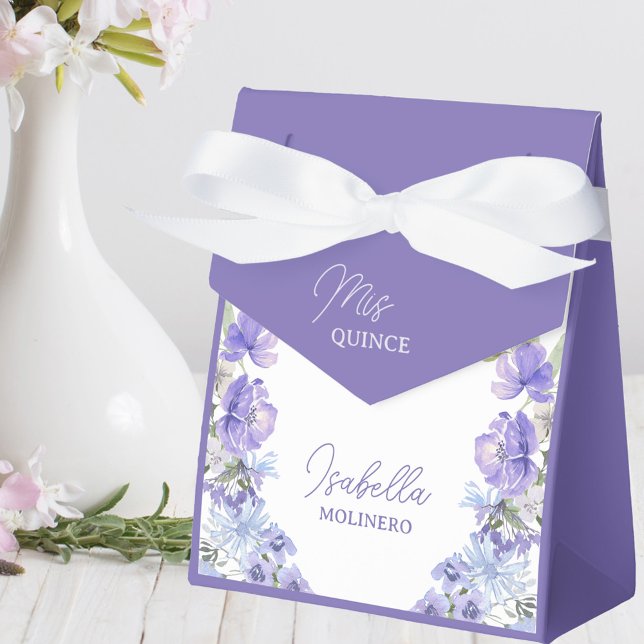 Mis Quince Lila Peri Floral Quinceanera Party Geschenkschachtel (Von Creator hochgeladen)