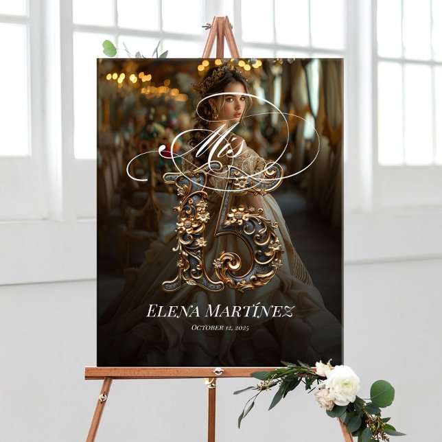 Mis Quince Quinceanera Begrüßungszeichen mit Foto Poster (Von Creator hochgeladen)