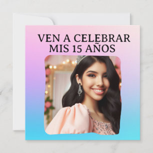 Mis Quince Quinceañera Foto Rosa Azul Morado Einladung