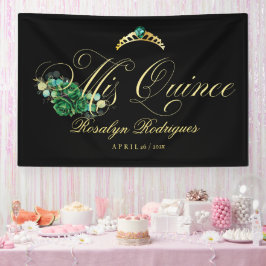 Mis Quince, schwarz, grün Willkommen Banner