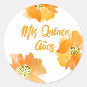 Mis-Quitte Anos helles Mit Blumenquinceanera Runder Aufkleber