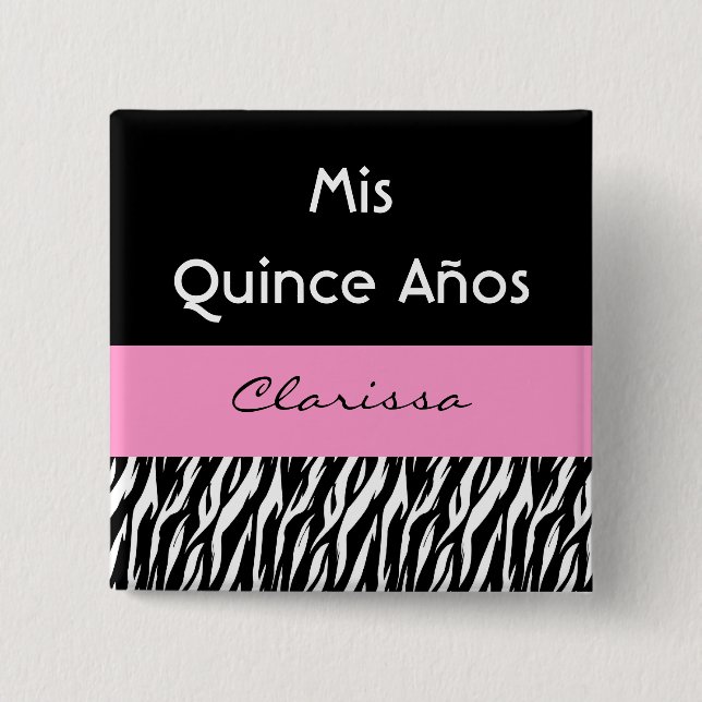 Mis-Quitte Anos Quinceanera Zebra mit Rosa Button (Vorderseite)