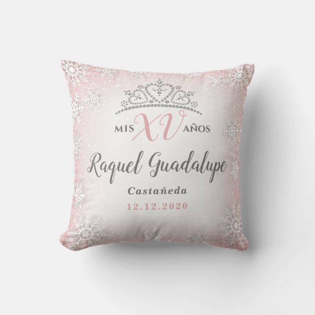 Mis XV Winter Wonderland Quinceañera Coussin de la (Recto)