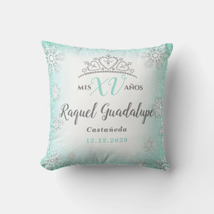 Mis XV Winter Wonderland Quinceñera Kronenkissen Kissen