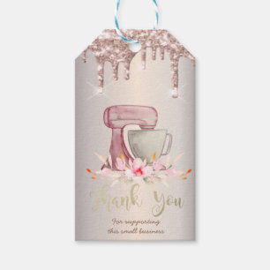 Mischblumen Rose Gold Glitter Tropfen Bäckerei Geschenkanhänger
