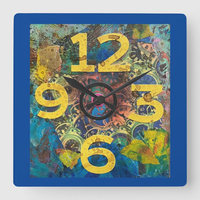 Mischen-Media-Wandklemme Quadratische Wanduhr (Vorderseite)