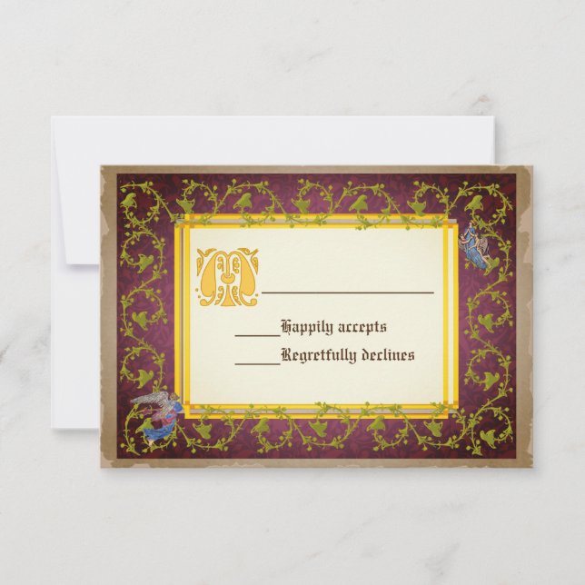 Mischen Sie mittelalterliche, beleuchtete Manuskri RSVP Karte (Vorderseite)