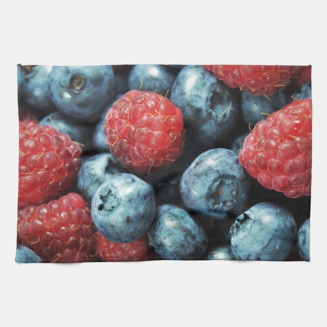 Mischentwurf der beeren (Blaubeeren und Himbeeren) Küchentuch (Horizontal)
