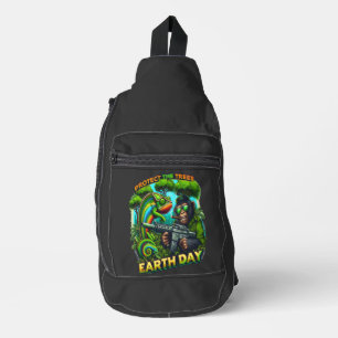 Mischesvous Monkey und Chameleon Gunshow Crossbody Bag