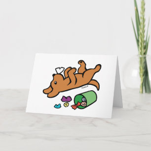 Mischeuvous Fox Red Labrador Side Eye Karte