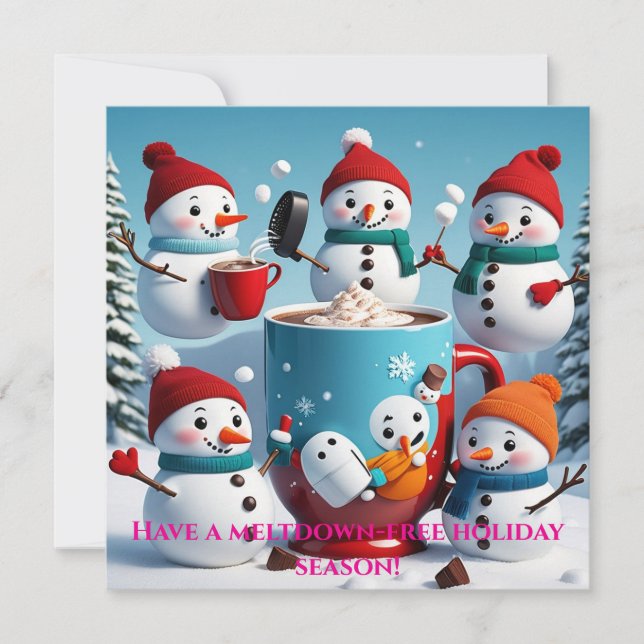 Mischevous Snowmen Holiday Card Feiertagskarte (Vorderseite)