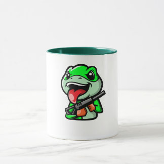 Mischfrosch mit Gun-Cartoon-Kaffee Tasse