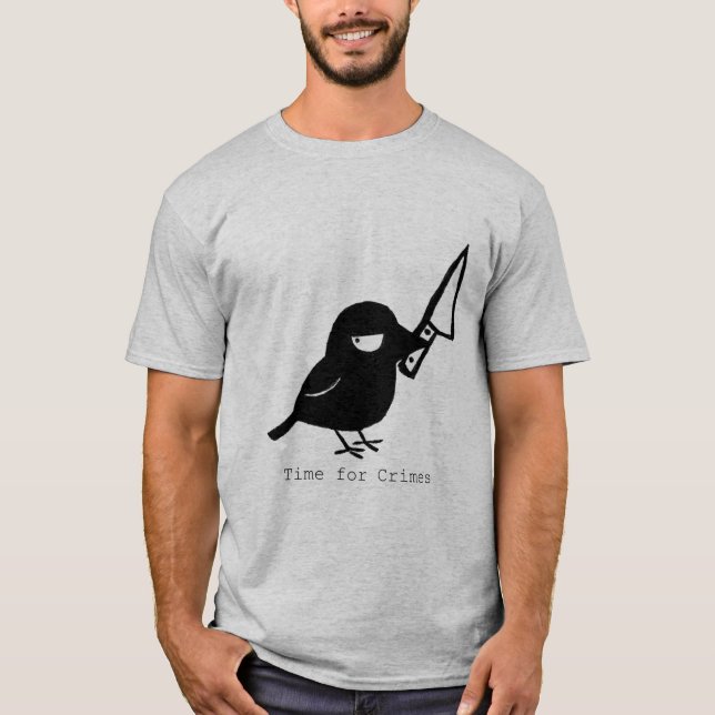 Mischief Crow Time für Verbrechen T-Shirt (Vorderseite)