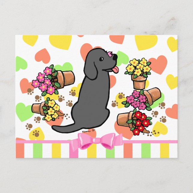Mischievous Black Labrador Postkarte (Vorderseite)