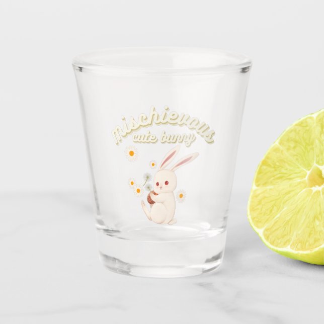 Mischievous Niedlich Bunny  Schnapsglas (Vorderseite)