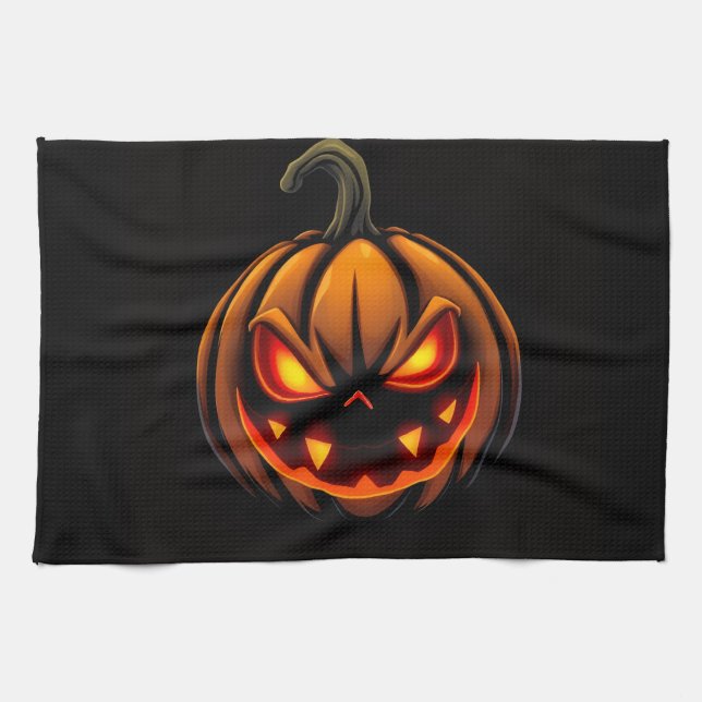 Mischievous Pumpkin Monster Halloween Towel Geschirrtuch (Horizontal)