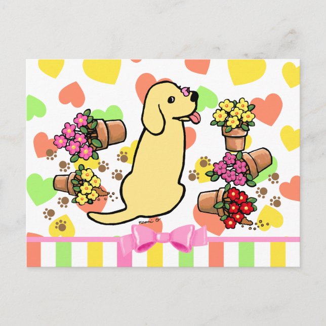 Mischievous Yellow Labrador Postkarte (Vorderseite)