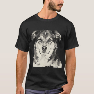 Mischlings-Tuschemalerei Nahaufnahme T-Shirt