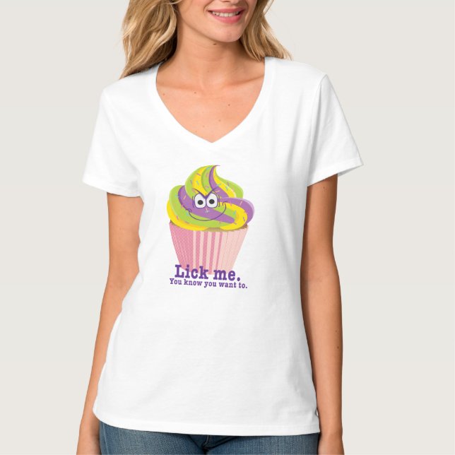 Mischous Sly Innuendo Cupcake Lick Me T-Shirt (Vorderseite)