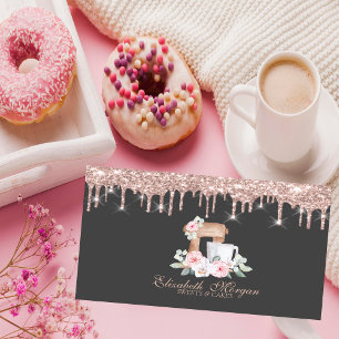 Mischpult Blumen Rose Gold Tropfen Bäckerei Geschä Visitenkarte