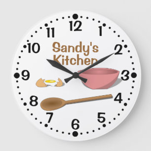 Mischschüssel-und Löffel-Küchen-Uhr mit Minuten Große Wanduhr