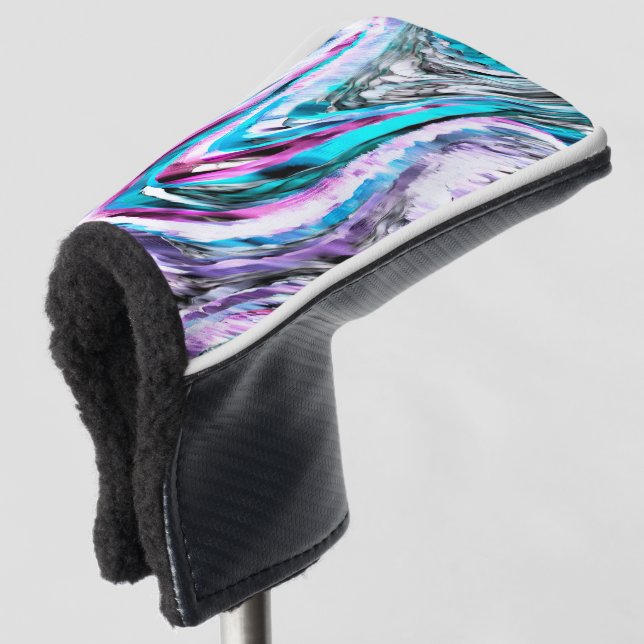 Mischung aus Gradienten und Drizzlen, Zyan und Ros Golf Headcover (3/4 Vorderseite)