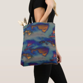 Mischung aus orangefarbenem und blauem Farbton mit Tasche