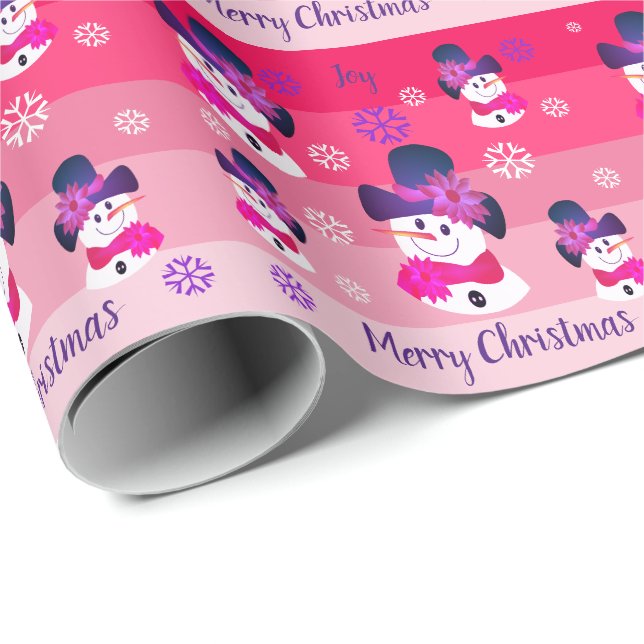 Mischung aus rosa Streifen und Schneeflocken Geschenkpapier (Rolleneckpunkt)