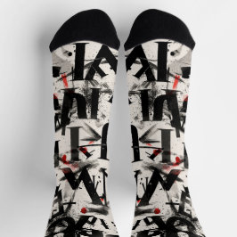 Mischung von Buchstaben in schwarz und rot Socken