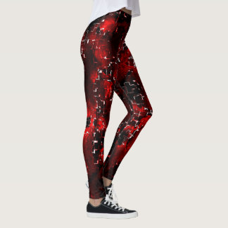 Mischung von roten Blütenblättern und roten Blüten Leggings