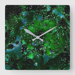 Mischung von schmuckartigen und rustikalen grünen  quadratische wanduhr