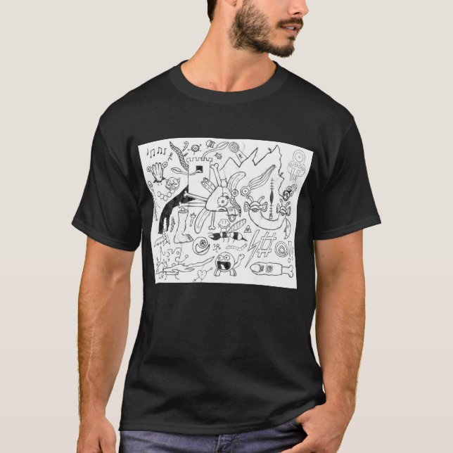 Mischungs-Schwarzes des Punkrock-Gekritzel-#27 T-Shirt (Vorderseite)