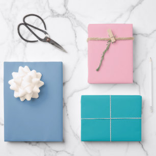 Mischverpackungsfolie Rosa - Blau - Aqua Geschenkpapier Set