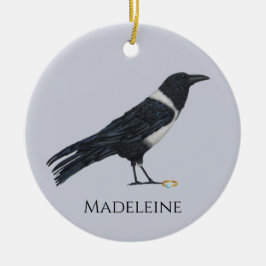 Mischvous Crow und Ring Keramik Ornament