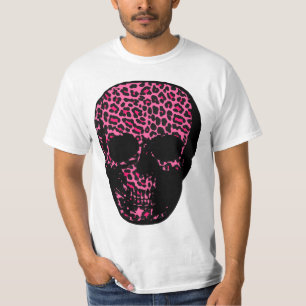 Miserabeler knallrosa Leopard-Druck-Schädel T-Shirt