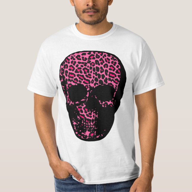 Miserabeler knallrosa Leopard-Druck-Schädel T-Shirt (Vorderseite)