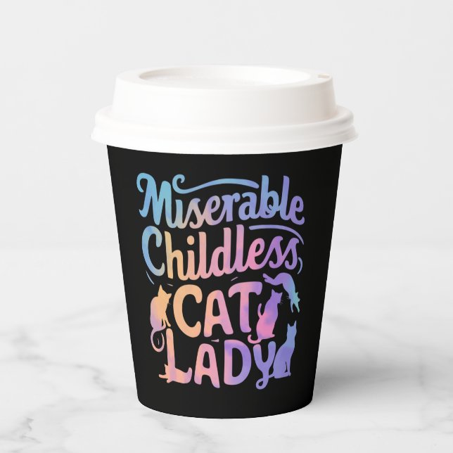 miserable katzenlose Lady Pappbecher (Vorderseite)