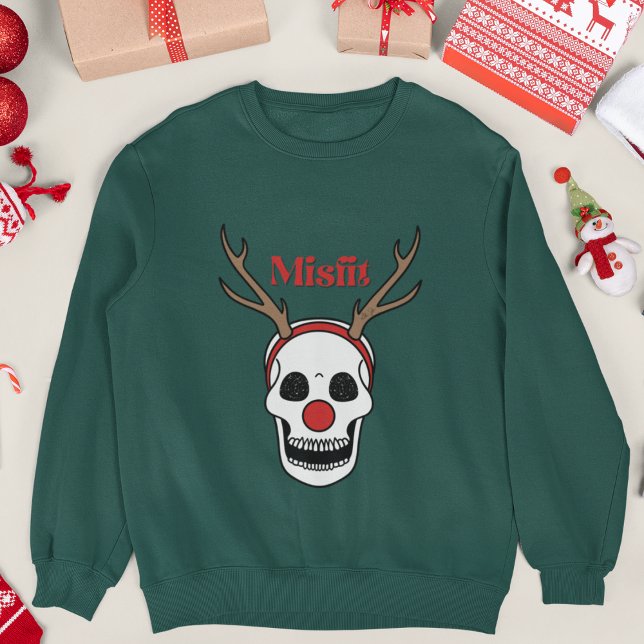 Misfit Red Nose Rentier Skull Weihnachten Sweatshirt (Von Creator hochgeladen)