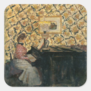 Misia am Klavier Quadratischer Aufkleber