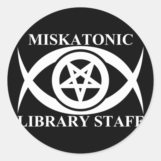 MISKATONISCHE BIBLIOTHEK RUNDER AUFKLEBER (Vorderseite)