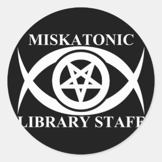 MISKATONISCHE BIBLIOTHEK RUNDER AUFKLEBER
