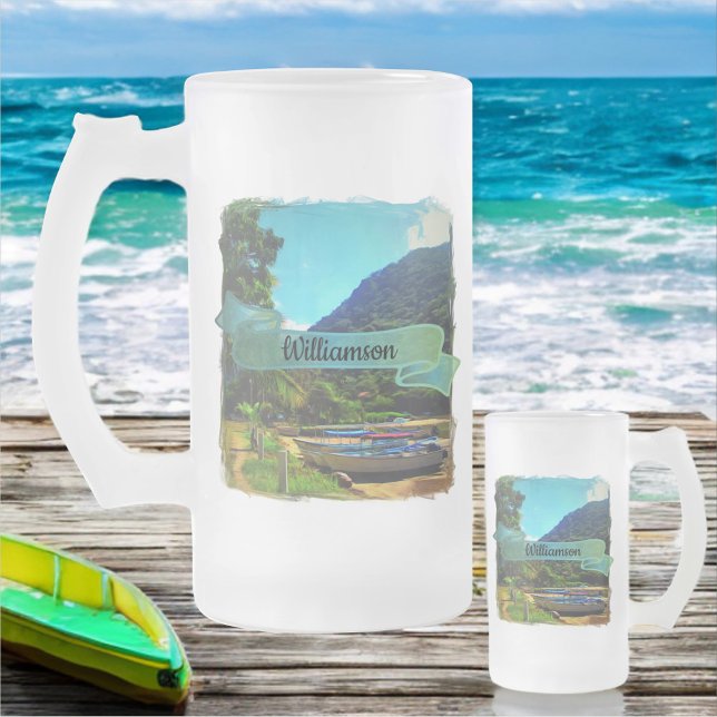 Mismaloya-Boote am Fluss 0350 Mattglas Bierglas (Von Creator hochgeladen)