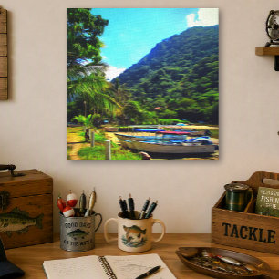 Mismaloya Fluss Fischerboote Mexiko 0350 Kunst Leinwanddruck
