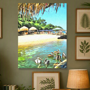 Mismaloya-Fluss trifft Banderas-Bucht Strand 0330 Leinwanddruck