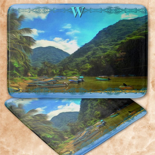 Mismaloya River Fishing Boats 0344 Badematte (Von Creator hochgeladen)