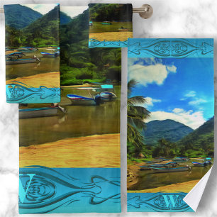 Mismaloya River Fishing Boats 0344 Badhandtuch Set