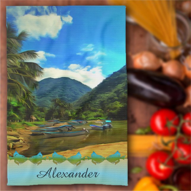 Mismaloya River Fishing Boats 0344 Geschirrtuch (Von Creator hochgeladen)